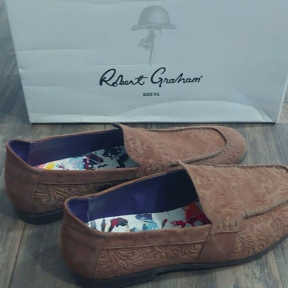 Robert Graham Seth Embossed Loafer Shoes Tan sz 8D Retail $298 main image 10
